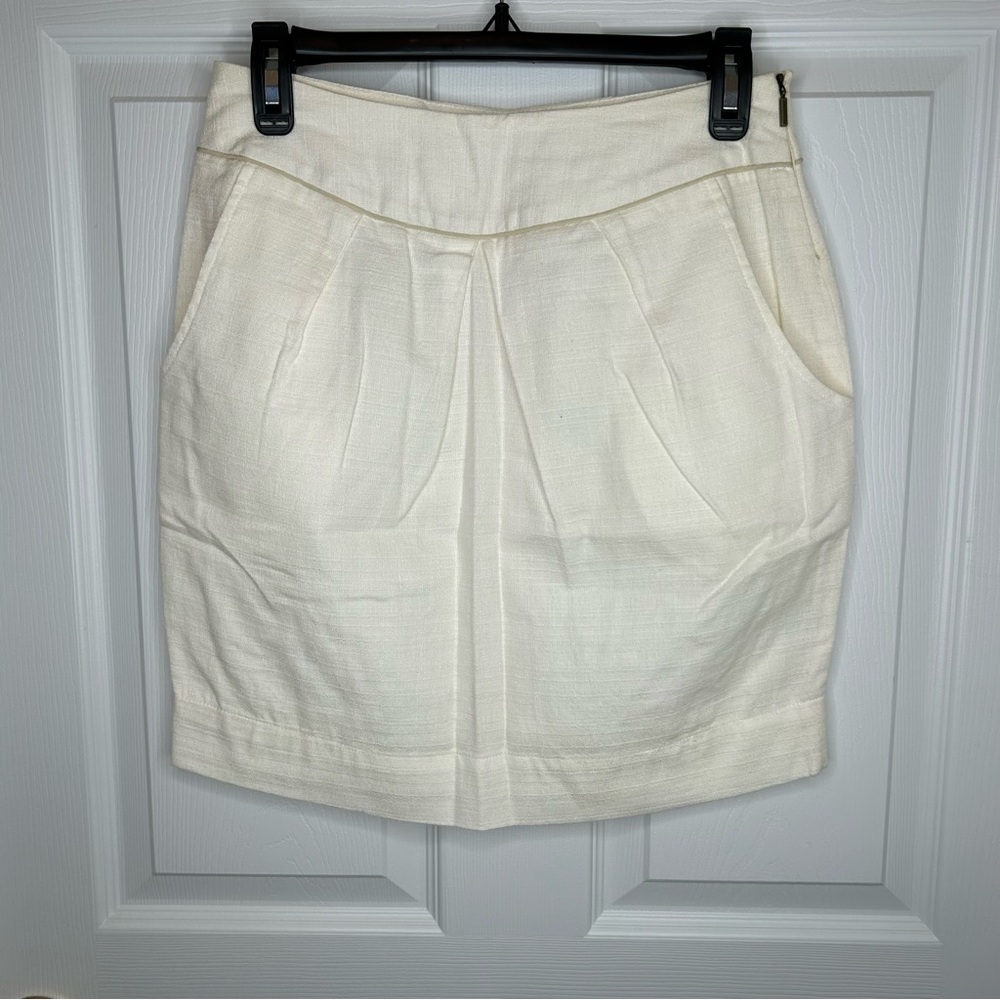 Geren Ford Ivory Cotton Pencil Skirt Size 2